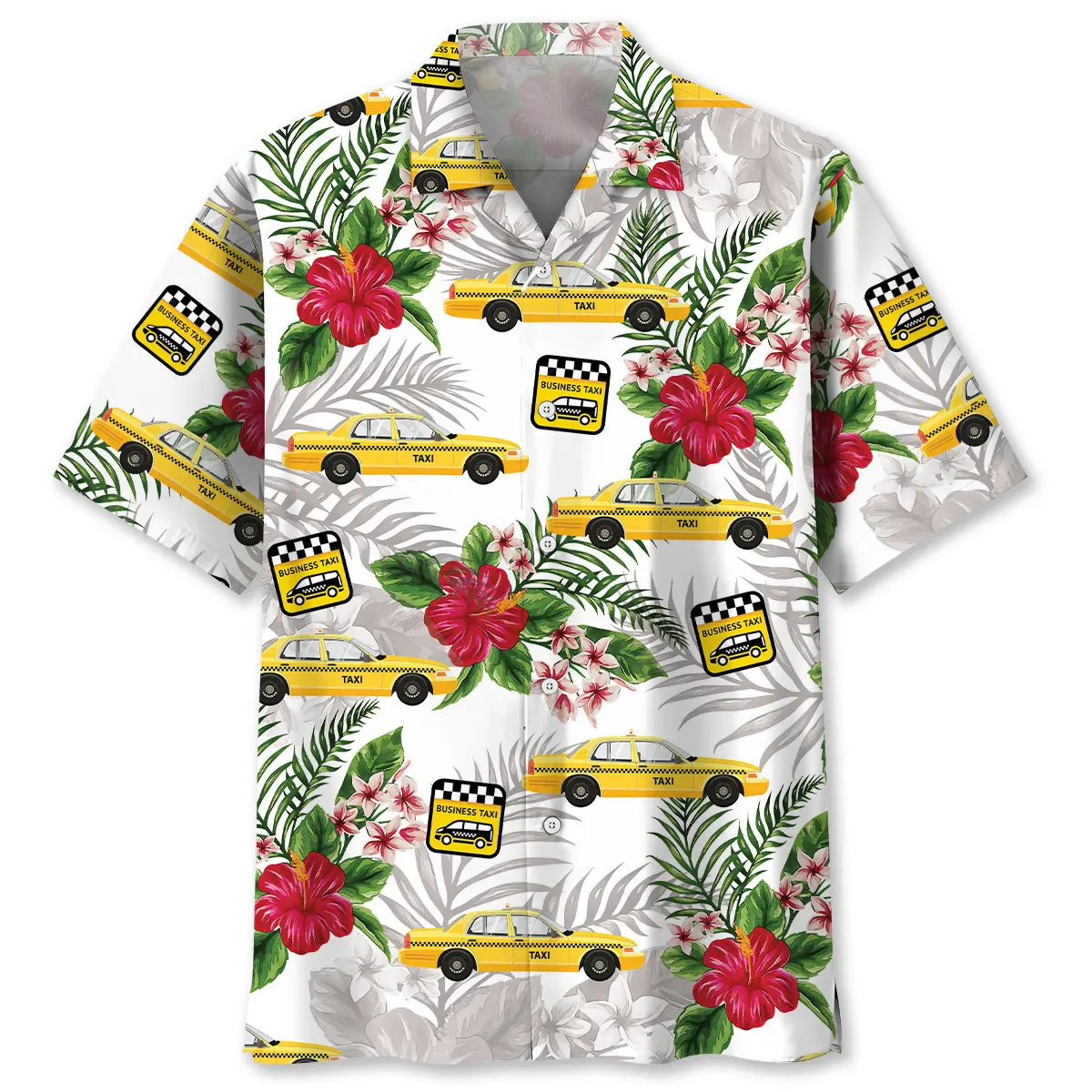 tropical-yellow-taxi-car-hawaiian-shirt