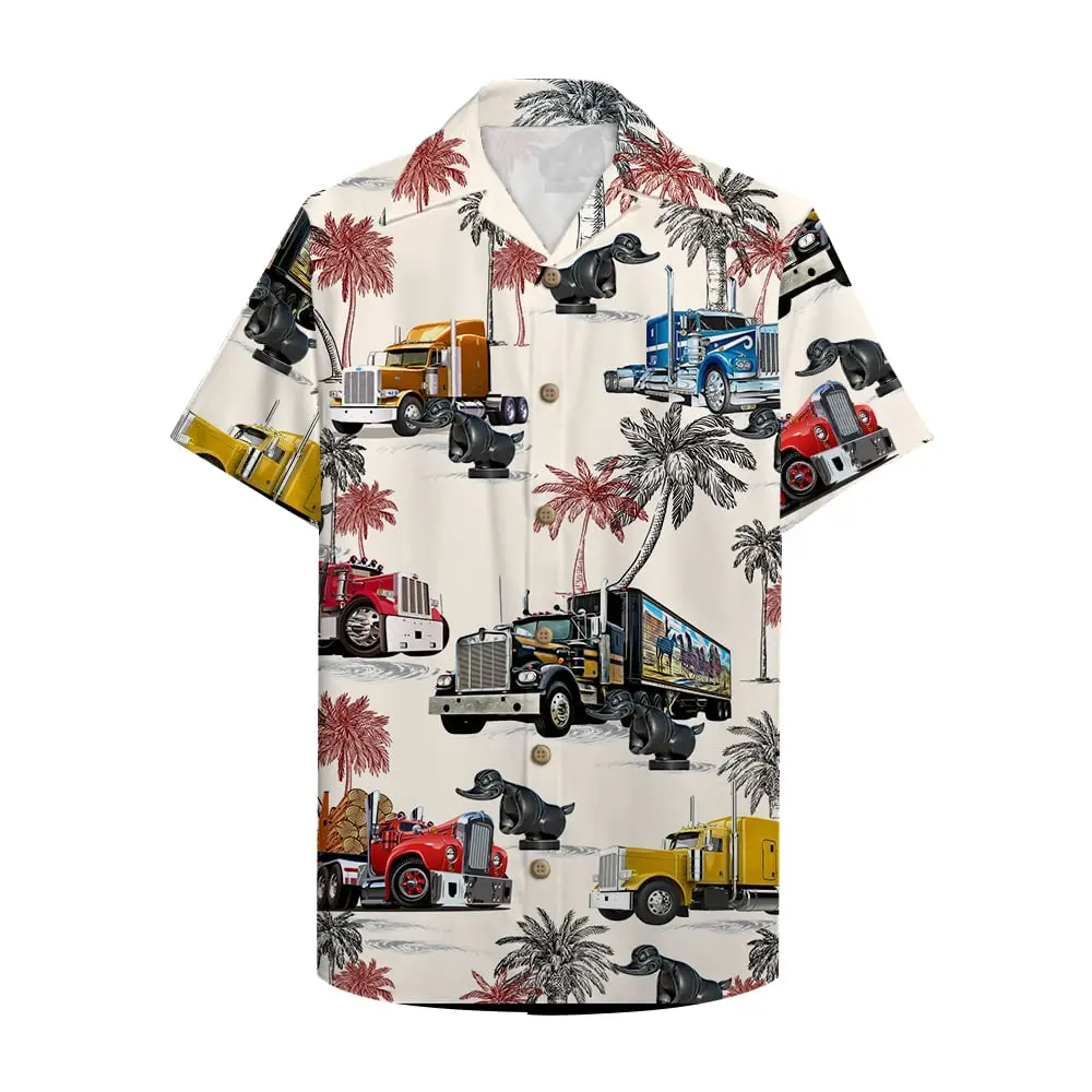 Truck With Duck Pattern Unisex Hawaiian Shirt Aloha Shirt HWBN2765671 - Beltina