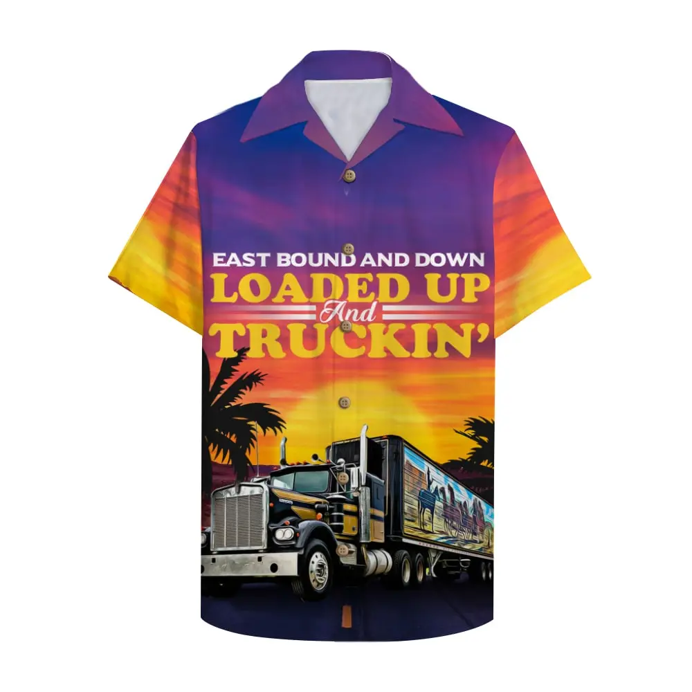 Trucker East Bound And Down Loaded Up And Truckin' Unisex Hawaiian Shirt Aloha Shirt HWBN2765634 - Beltina