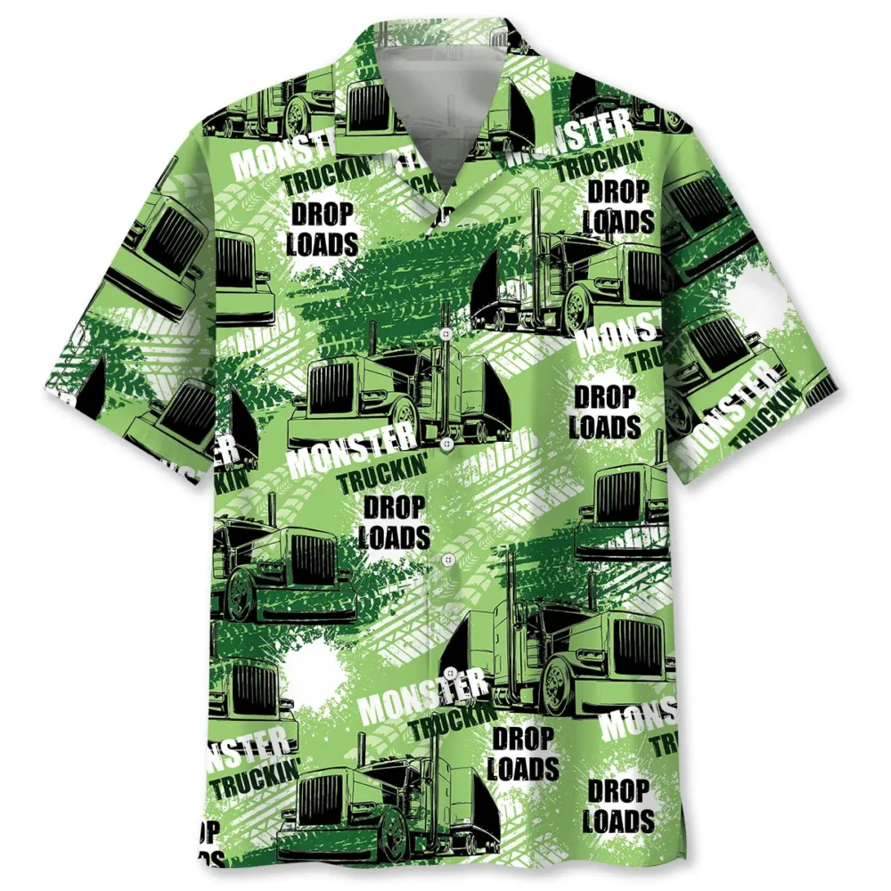 Trucker Green Hawaiian Shirt HWBN2762744 - Beltina