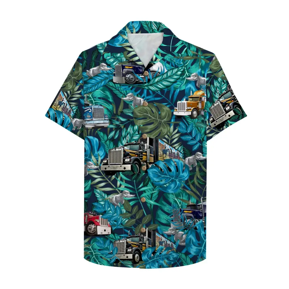 Trucker Unisex Hawaiian Shirt Aloha Shirt With Semitruck And Rubber Duck HWBN2765645 - Beltina