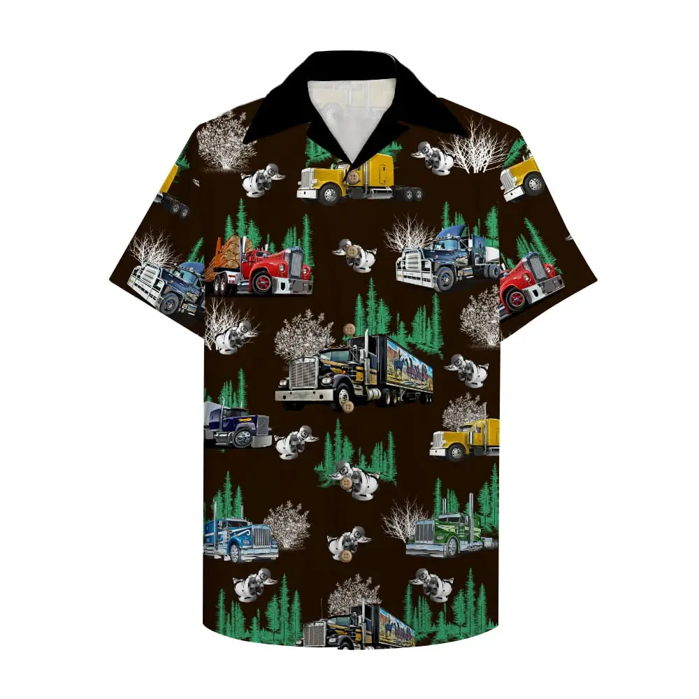 Trucker Unisex Hawaiian Shirt Aloha Shirt With Semitruck For Trucker HWBN2765650 - Beltina