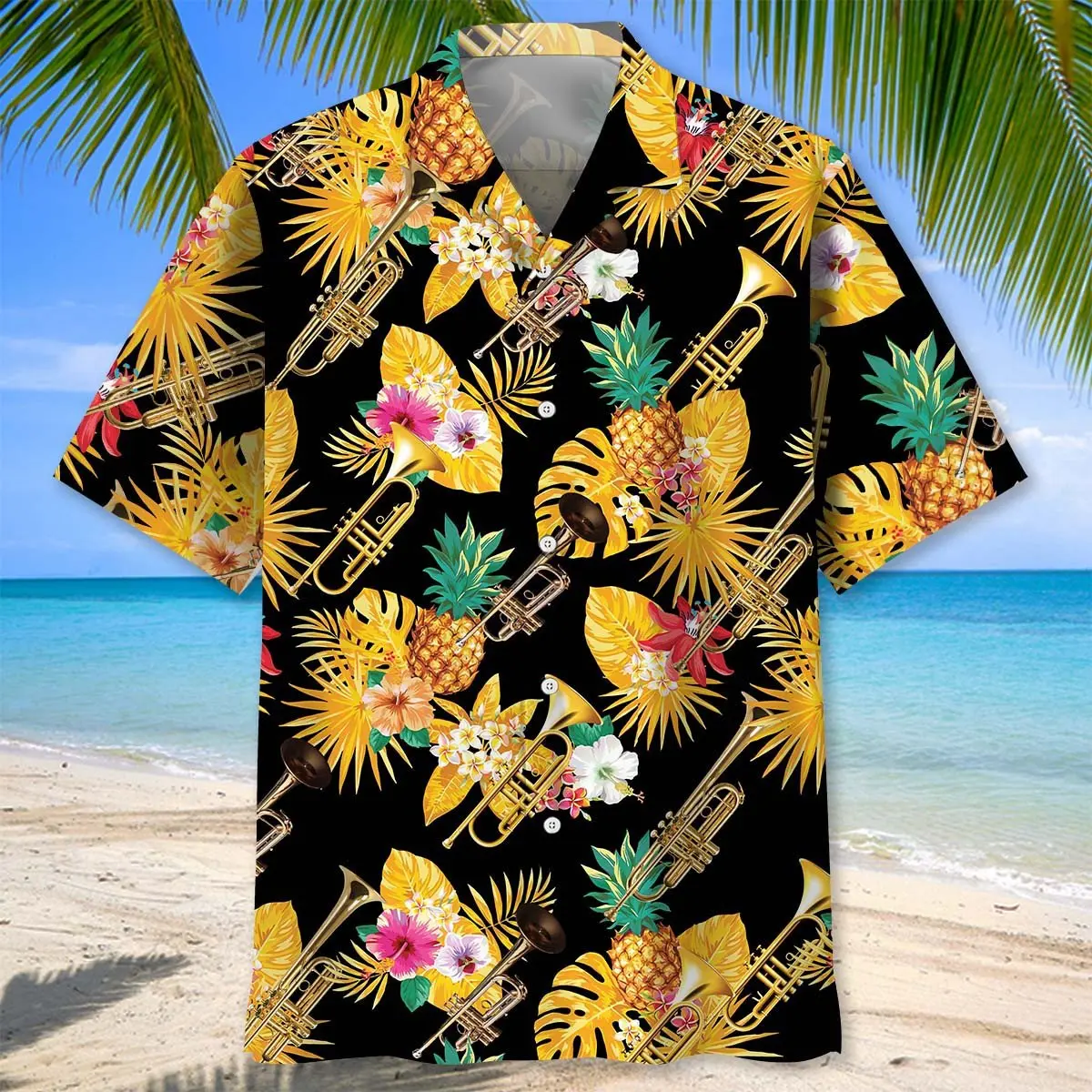 trumpet-yellow-tropical-hawaiian-shirt-1