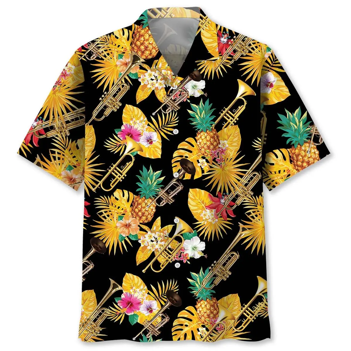 trumpet-yellow-tropical-hawaiian-shirt