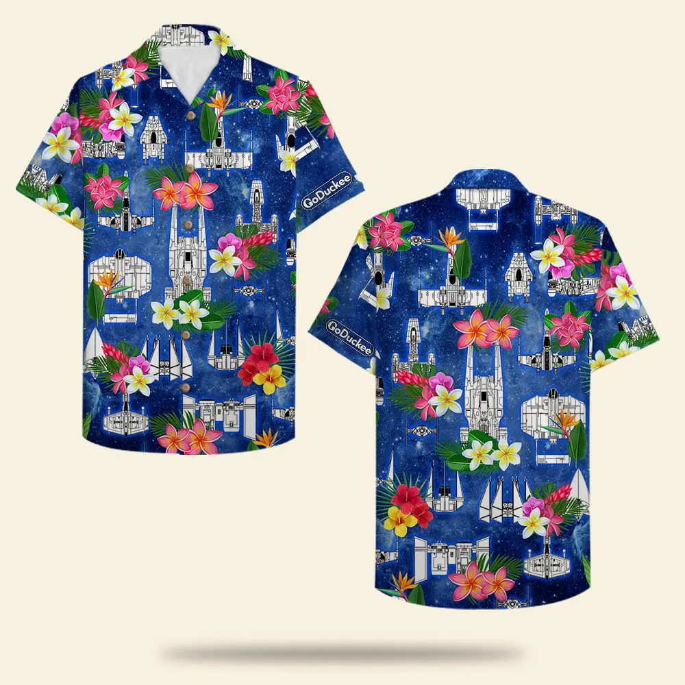 Unisex Hawaiian Shirt Aloha Shirt Summer Vibe Floral Spaceship Pattern HWBN2765603 - Beltina