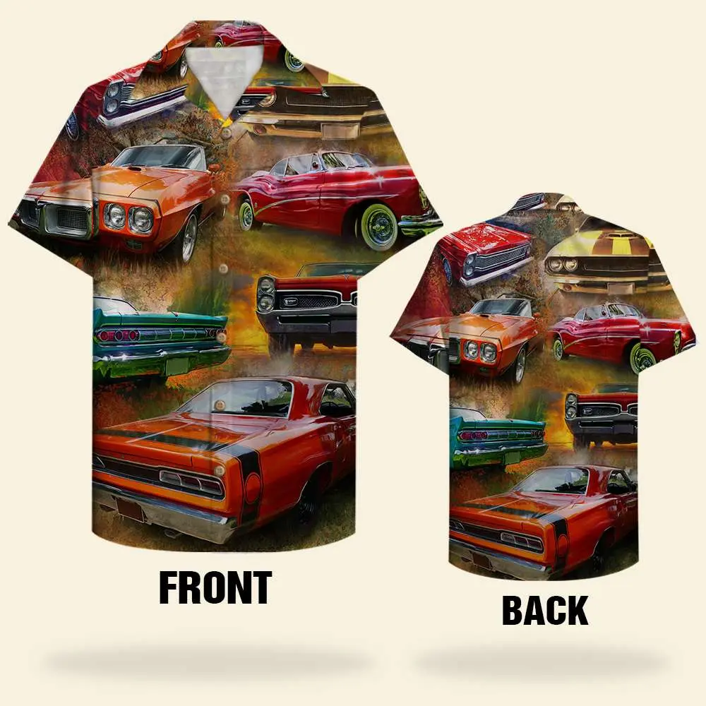 Unisex Hawaiian Shirt Aloha Shirt Summer Vibe Muscle Car Pattern HWBN2765601 - Beltina
