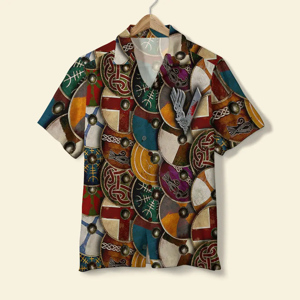 Viking Shield Pattern Unisex Hawaiian Shirt Aloha Shirt Summer Vibe HWBN2765596 - Beltina