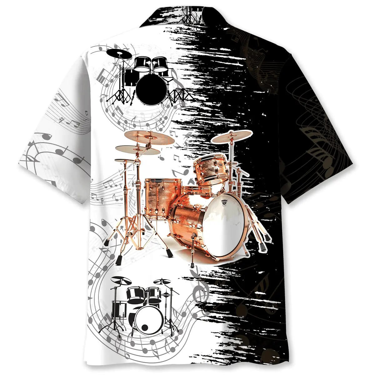 vintage-drum-black-and-white-hawaiian-shirt-1