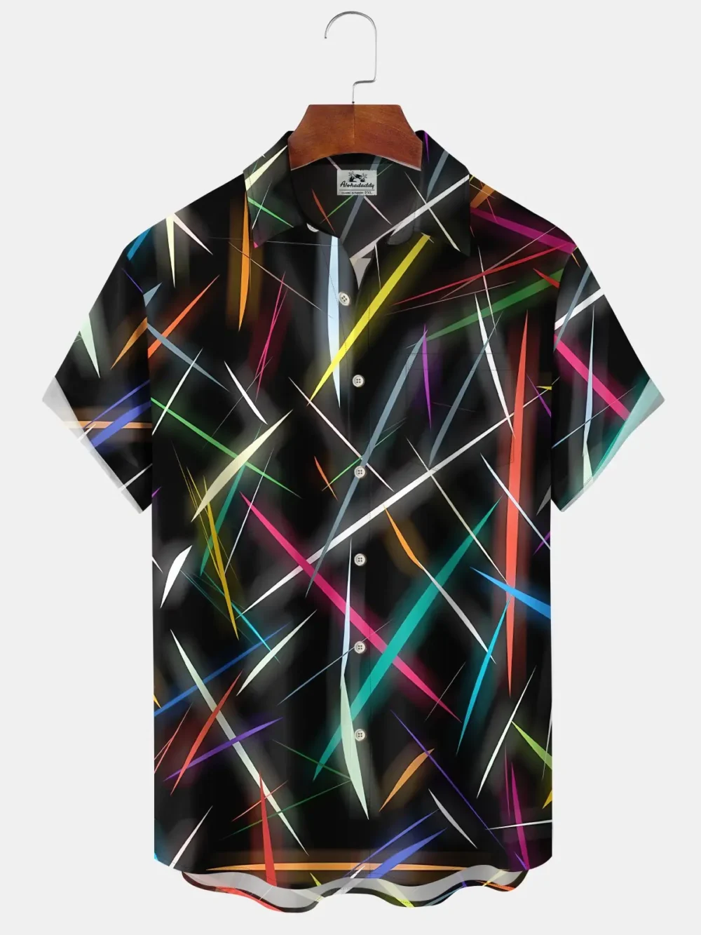 Vintage Geometric Gradient Color Stripe Hawaiian Shirt HWBN2765259 - Beltina