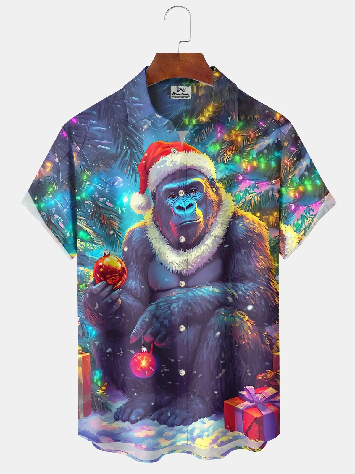 vintage-gorilla-funny-christmas-lights-holiday-hawaiian-shirt