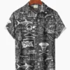 Vintage Hawaii Beach Vacation Pirate Shark Nautical Hawaiian Shirt HWBN2765036 - Beltina