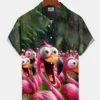 Vintage Hawaiian Beach Tropical Leaves Flamingo Cartoon Hawaiian Shirt HWBN2765299 - Beltina