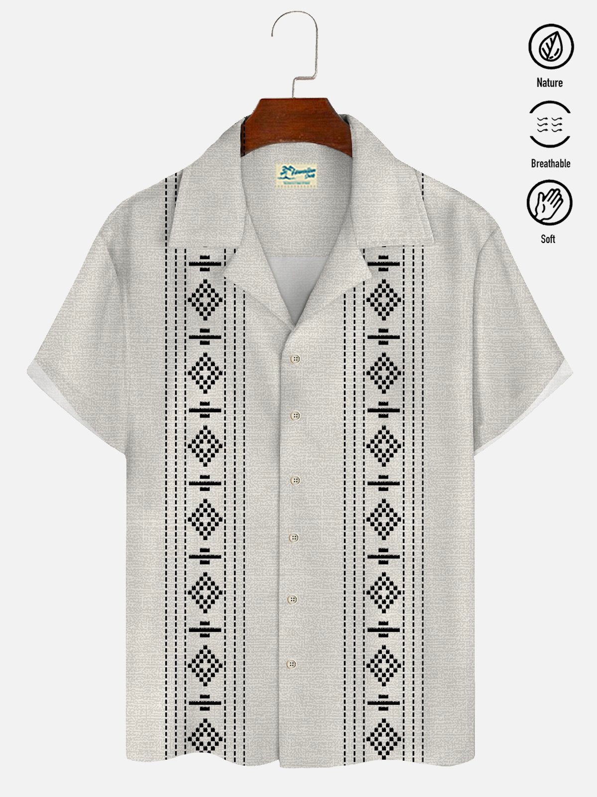 vintage-holiday-beach-mens-guayabera-hawaiian-shirt-ethnic-geometric-art-bowling-hawaiian-shirt