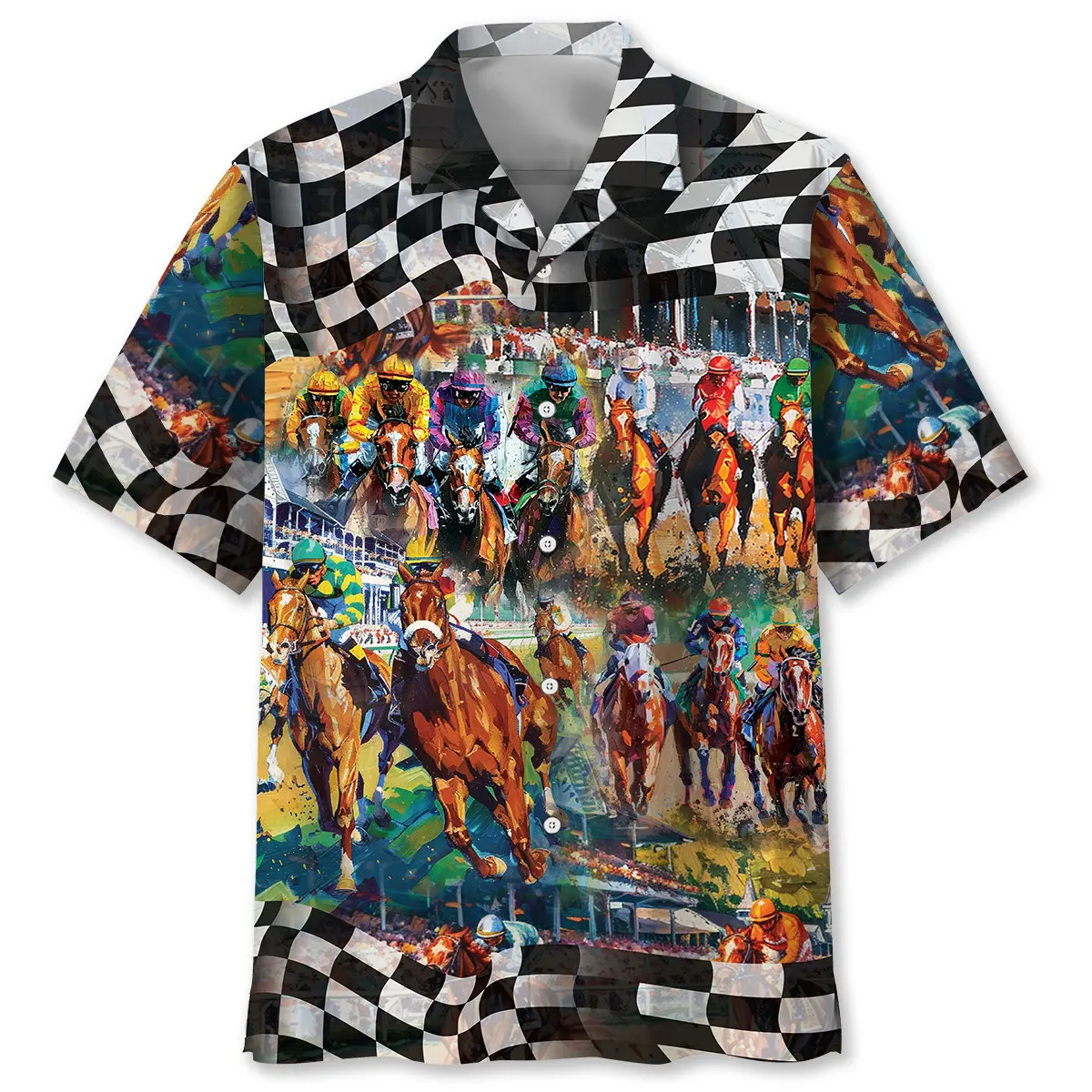 vintage-horse-racing-checkered-hawaiian-shirt