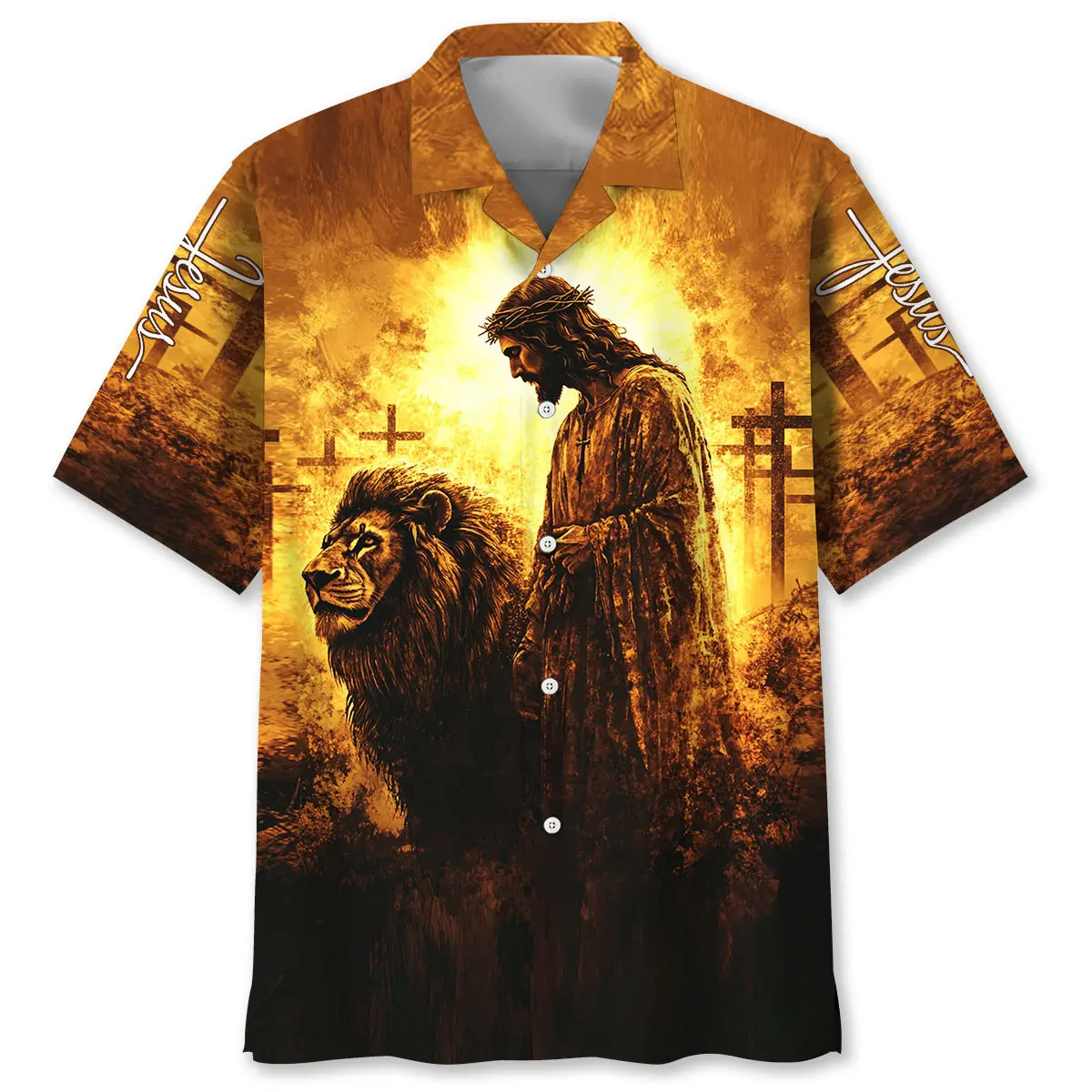 vintage-jesus-and-lion-art-hawaiian-shirt