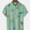 Vintage Mid-Century Geometric Green Men's Camp Shirt Easy Care Hawaiian Shirts Big Tall HWBN2765175 - Beltina