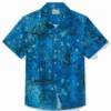 Vintage Nautical Blue Men's Hawaiian Shirt Map Art Stretch Easy Care Camp Shirt Big Tall HWBN2765034 - Beltina