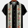 Vintage Vacation Black Men's Guayabera Hawaiian Shirts Stretch Aloha Bowling Camp Hawaiian Shirts HWBN2765267 - Beltina