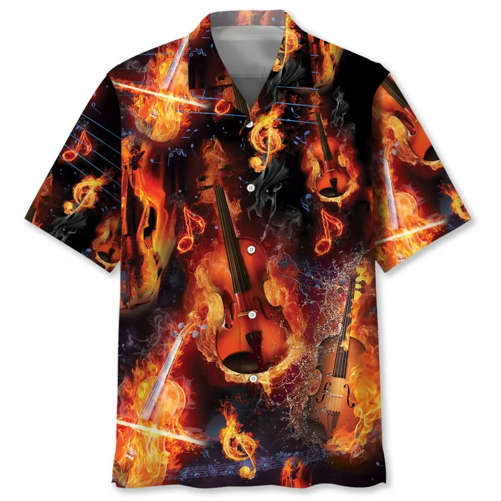 Violin In Fire Hawaiian Shirt HWBN2762925 - Beltina