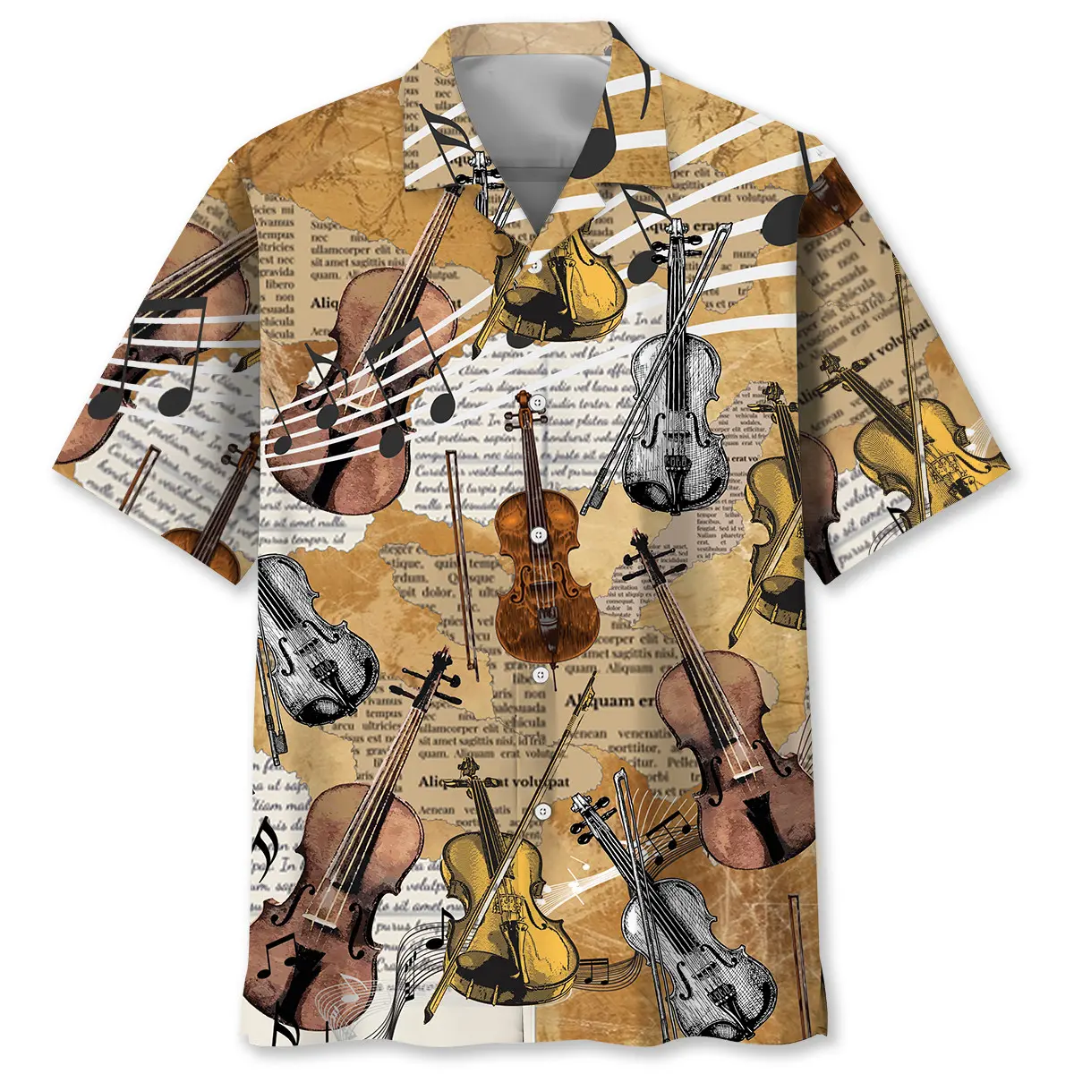 violin-vintage-newspaper-hawaiian-shirt