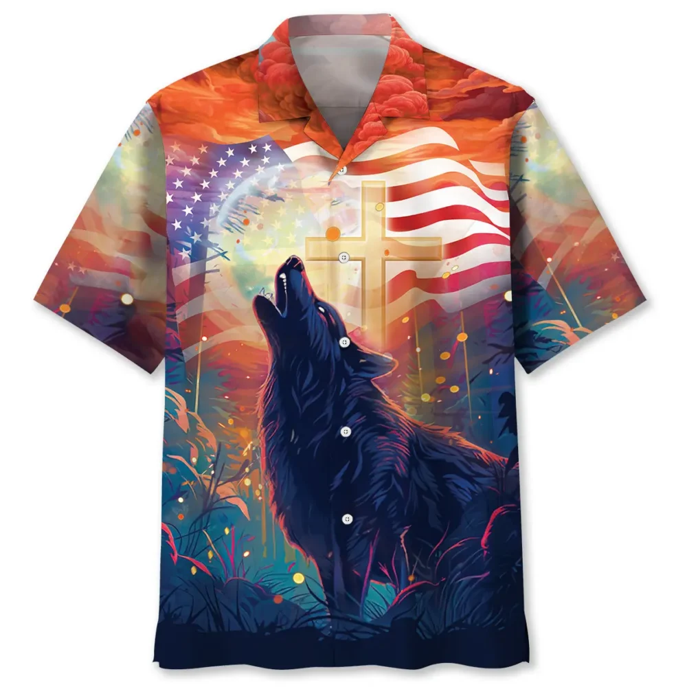 Wolf Cross Hawaiian Shirt HWBN2762874 - Beltina