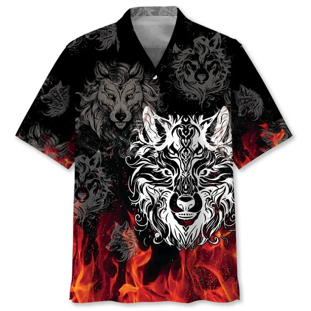 Wolf Fire Hawaiian Shirt HWBN2762873 - Beltina