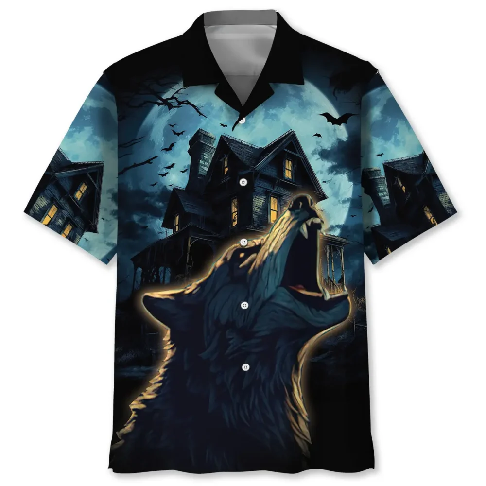 Wolf In A Full Moon Horror Night Hawaiian Shirt HWBN2762882 - Beltina