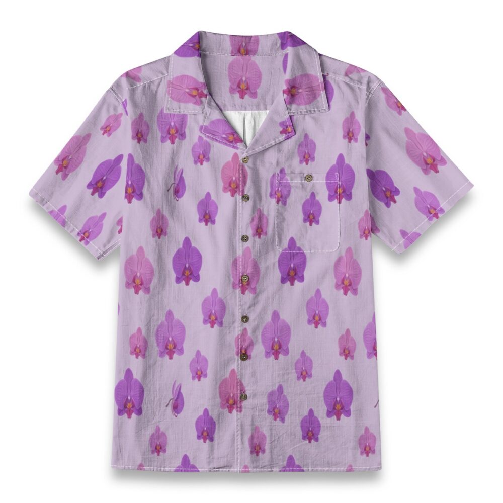 Lotus Teal Calm Floral Tropical Hawaiian Shirt product image, view 6